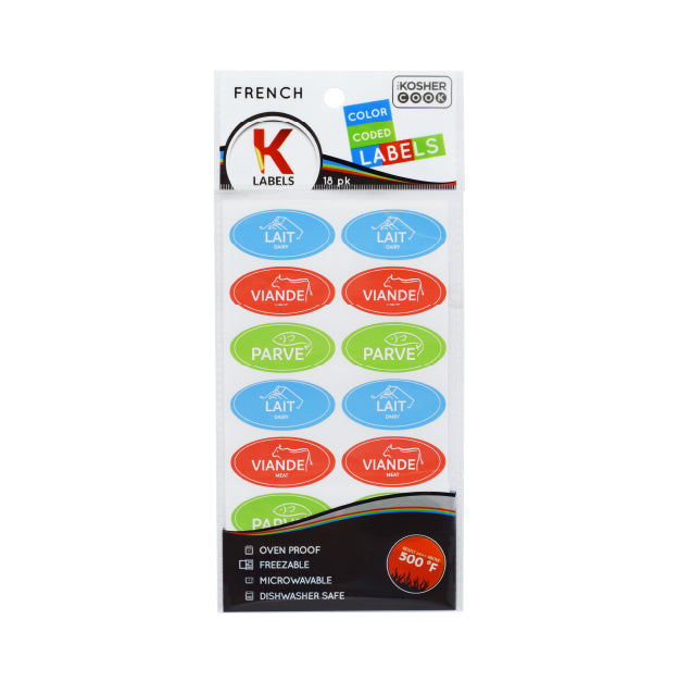 Kosher Labels on Sheets French - Assorted
